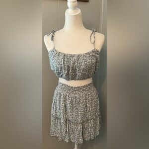 Pink Lily Blue and Cream Textured Top